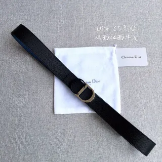 Dior Bobby Black Double-Sided Pebbled Calfskin Leather Belt