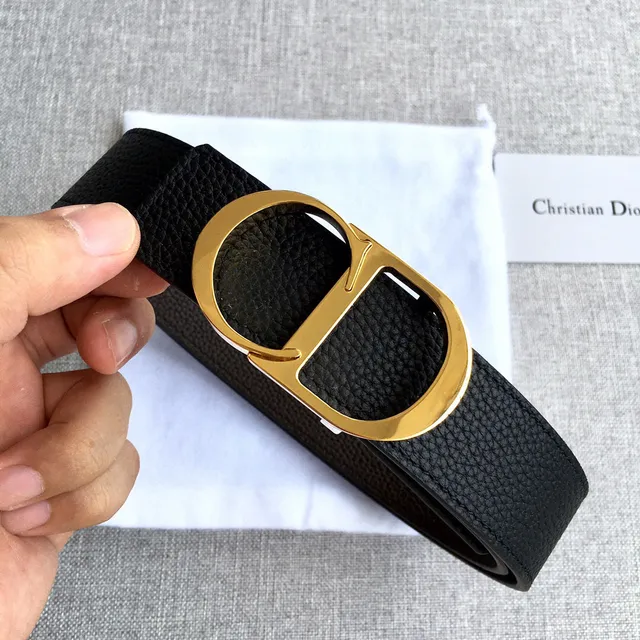 Dior Bobby Black Double-Sided Pebbled Calfskin Leather Belt 3
