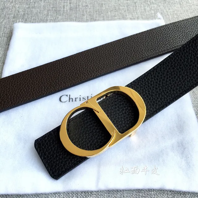 Dior Bobby Black Double-Sided Pebbled Calfskin Leather Belt 5