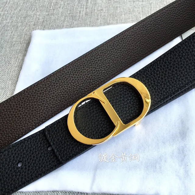 Dior Bobby Black Double-Sided Pebbled Calfskin Leather Belt 6