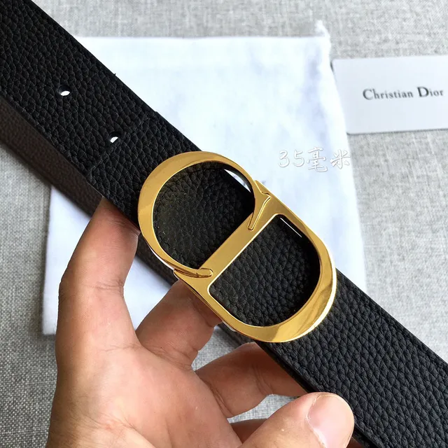 Dior Bobby Black Double-Sided Pebbled Calfskin Leather Belt 7