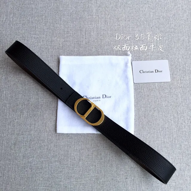 Dior Bobby Black Double-Sided Pebbled Calfskin Leather Belt 8
