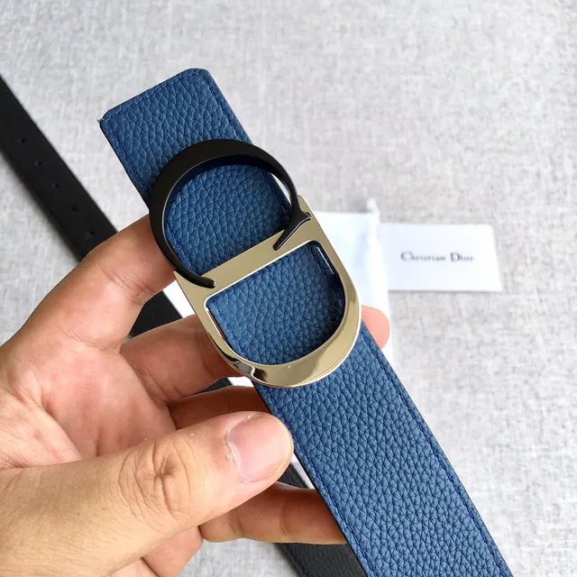 Dior Bobby Black Double-Sided Pebbled Calfskin Leather Belt 9