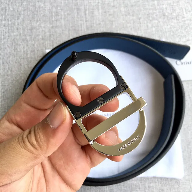 Dior Bobby Black Double-Sided Pebbled Calfskin Leather Belt 10