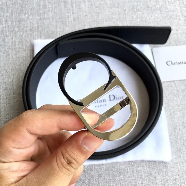 Dior Bobby Black Double-Sided Pebbled Calfskin Leather Belt 17