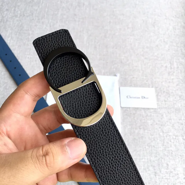 Dior Bobby Black Double-Sided Pebbled Calfskin Leather Belt 18