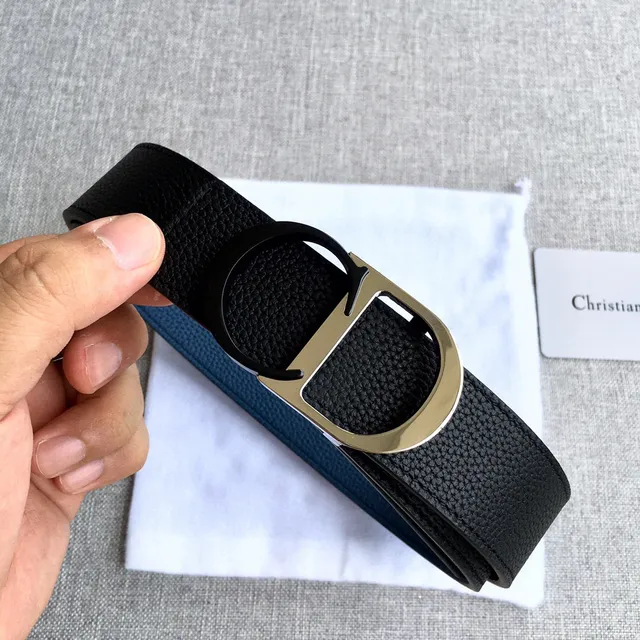Dior Bobby Black Double-Sided Pebbled Calfskin Leather Belt 19