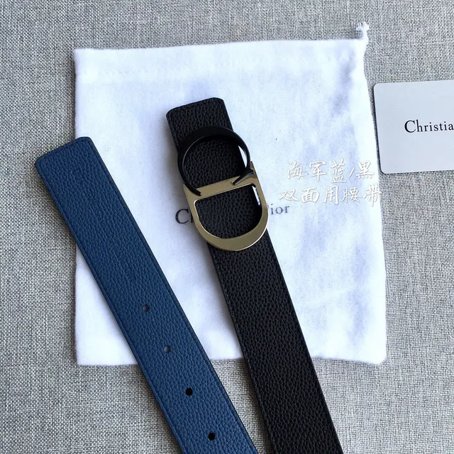 Dior Bobby Black Double-Sided Pebbled Calfskin Leather Belt 20