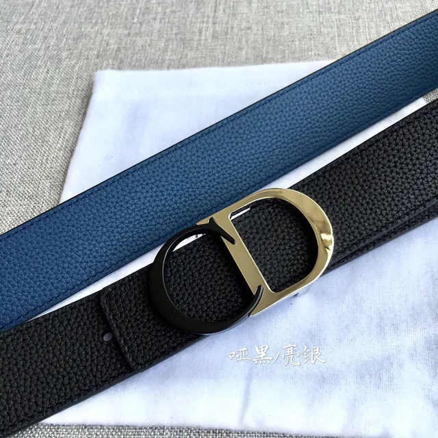Dior Bobby Black Double-Sided Pebbled Calfskin Leather Belt 21