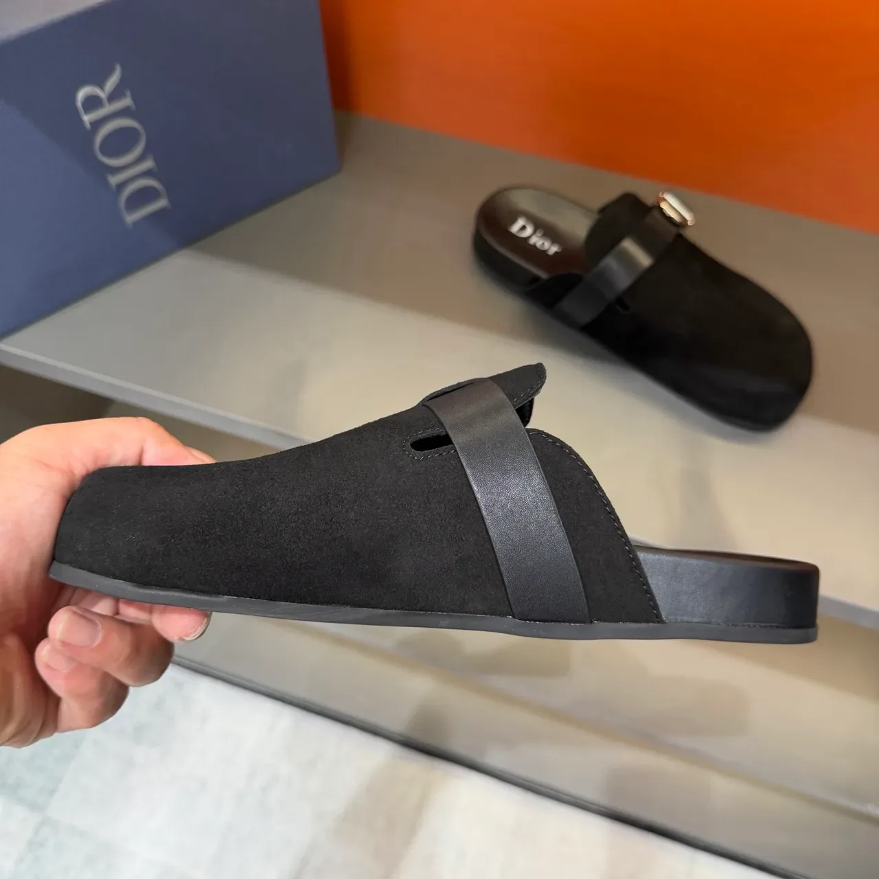 Dior Bobby Black Suede Upper Buckle Strap Loafer 2