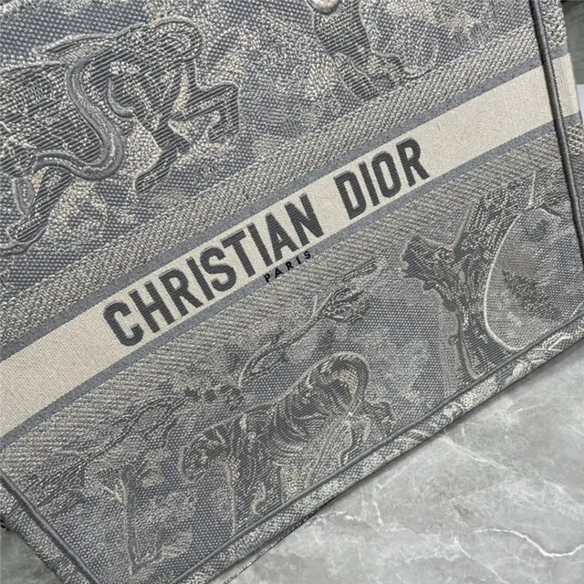 Dior Book Tote Gris Jacquard Impression Ornée Sac Tote 5