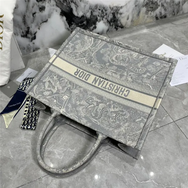 Dior Book Tote Gris Jacquard Impression Ornée Sac Tote 7