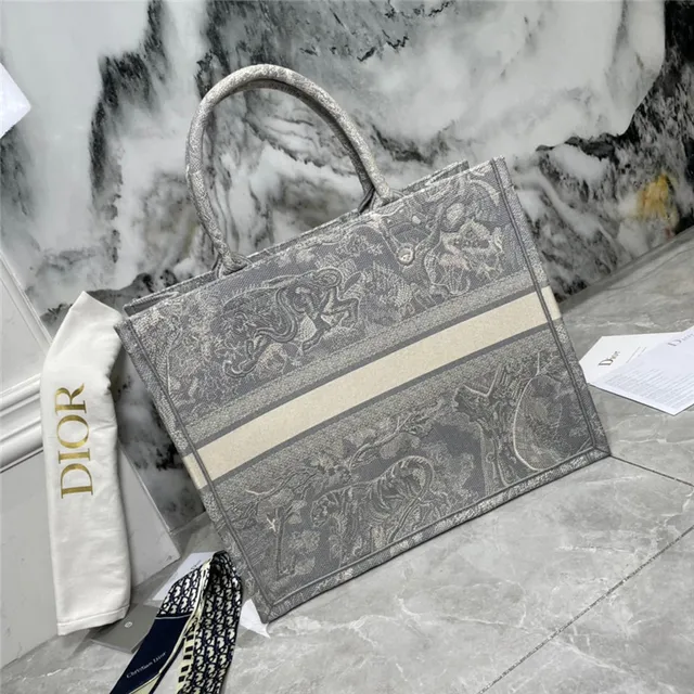 Dior Book Tote Gris Jacquard Impression Ornée Sac Tote 8