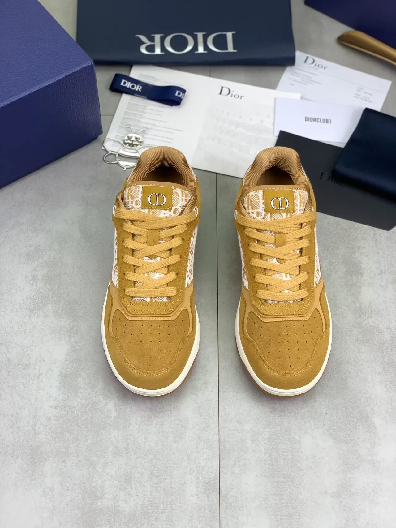 Dior Brown White Suede Upper Oblique Monogram Panel Lifestyle Sneakers 4