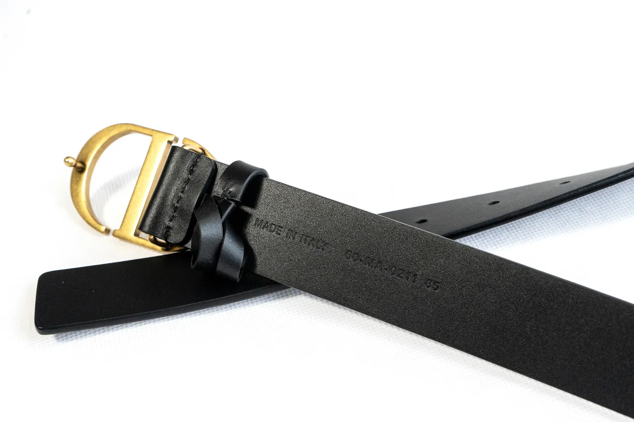Dior CD Belt Black Gold Matte Polished Buckle Leather Belt 3