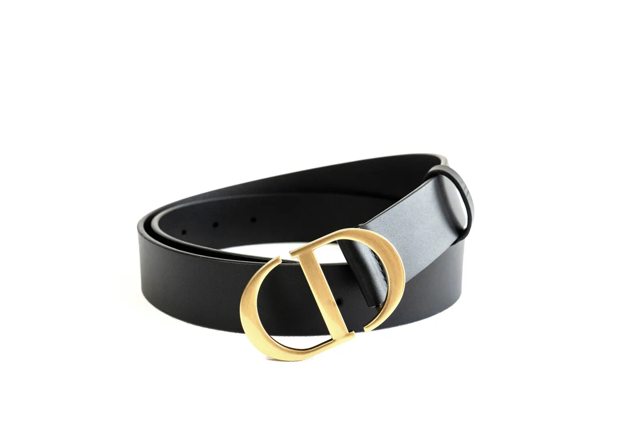 Dior CD Belt Black Gold Matte Polished Buckle Leather Belt 7