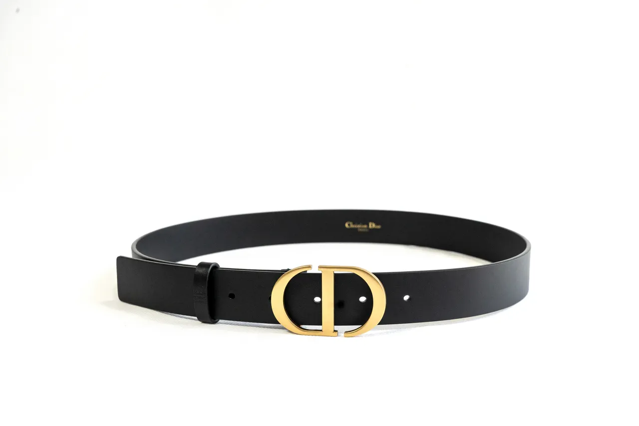 Dior CD Belt Black Gold Matte Polished Buckle Leather Belt 9