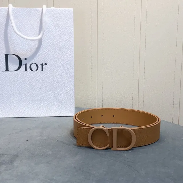 Dior CD Belt Tan Grained Leather Belt 2