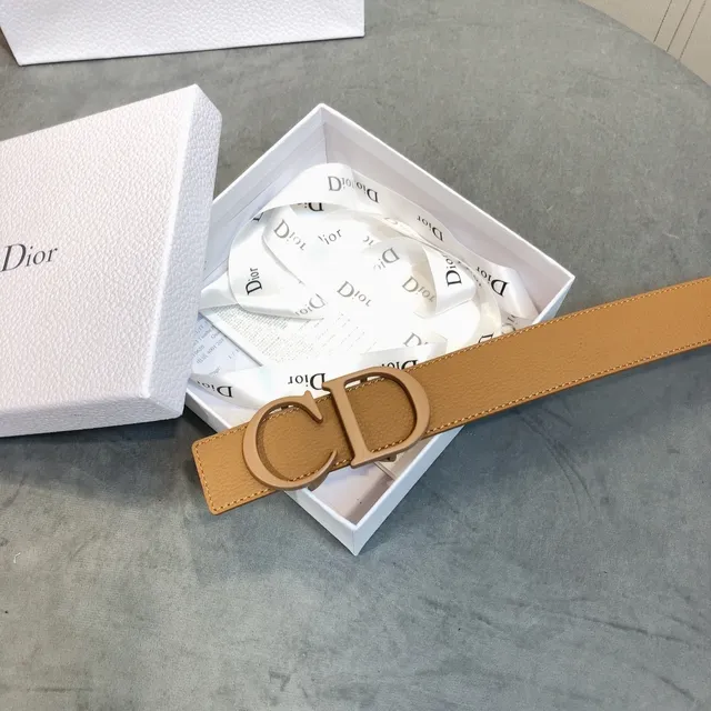 Dior CD Belt Tan Grained Leather Belt 3