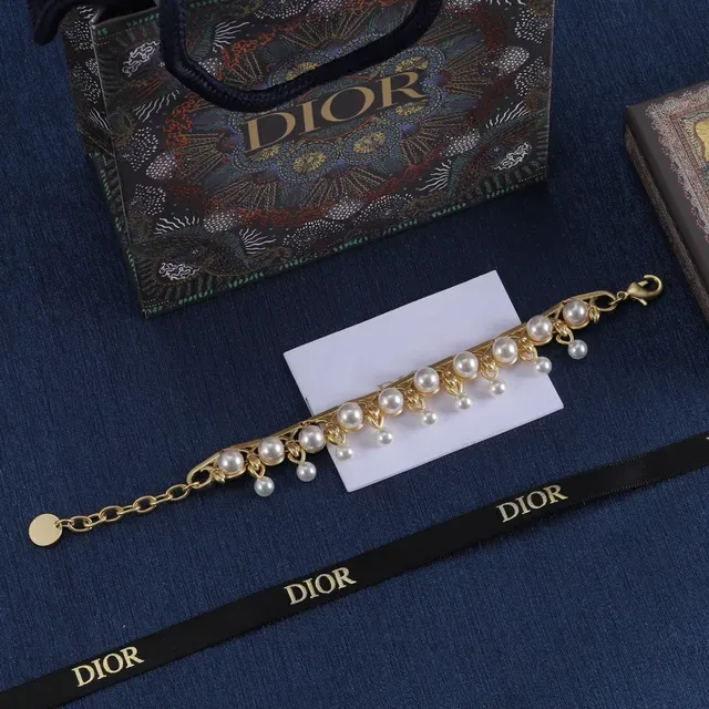 Dior Gold White Filigree Multi-Tiered Pearl Drops Necklace 2