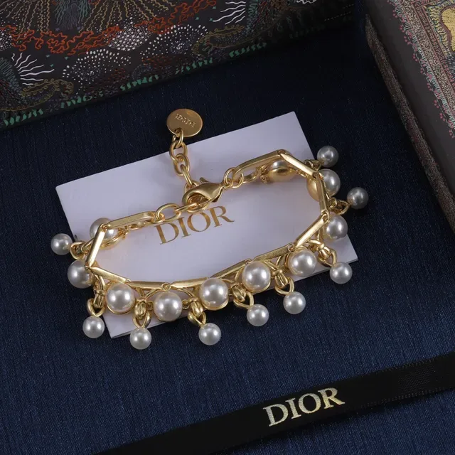 Dior Gold White Filigree Multi-Tiered Pearl Drops Necklace 4