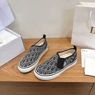 Dior Chaussures Lifestyle Gris Noir Imprimé Léopard Maille Slip-On