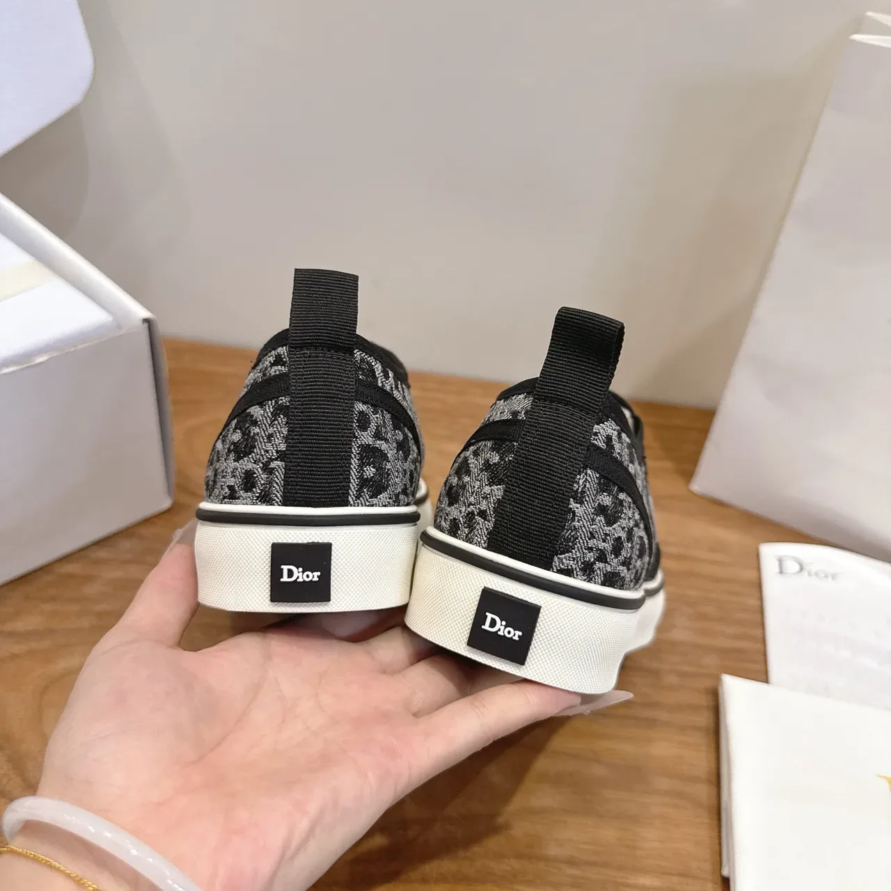 Dior حذاء رياضي lifestyle رمادي أسود مطبوع فهد تريكو slip-on 3