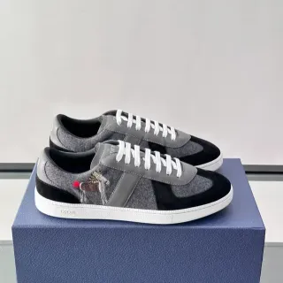 Dior Gray Black Mixed-Material Upper Wool And Suede Panels Lifestyle Sneakers