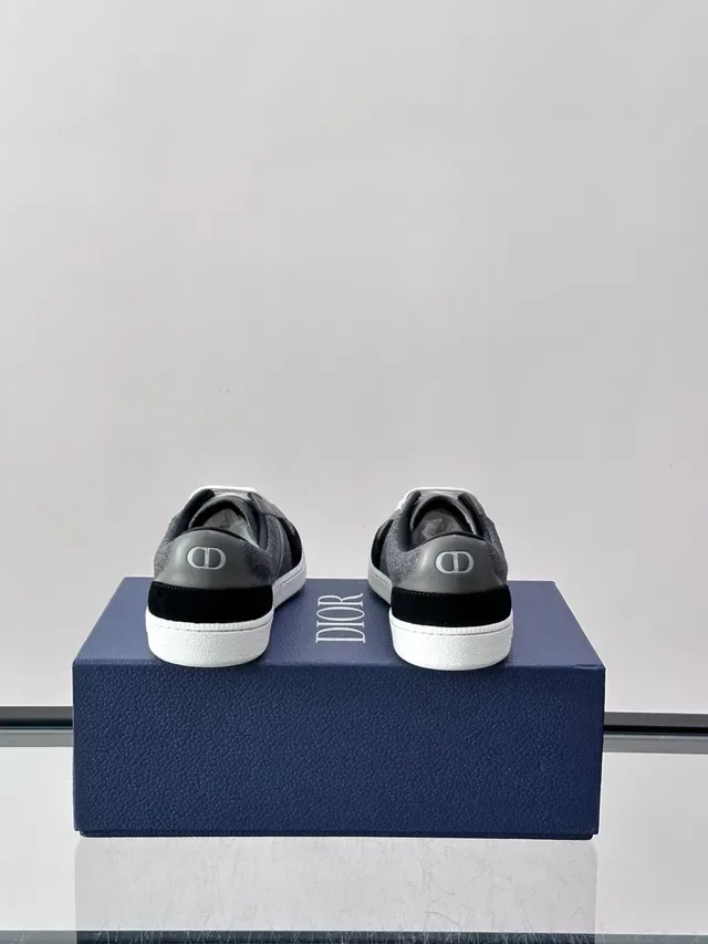 Dior Chaussures Lifestyle Gris et Noir en Matériau Mixte avec Panneaux en Laine et Daim 3