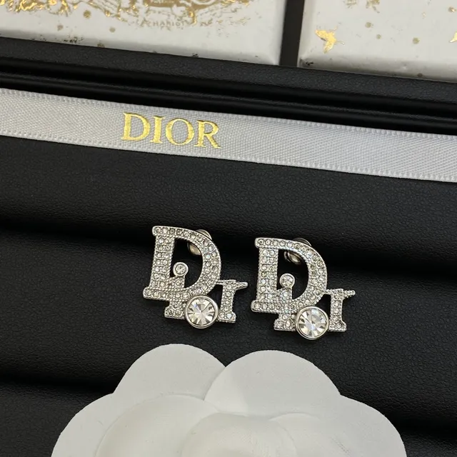 Dior Iconic Silver White Curb Chain Pavé-Crystal Monogram Pendant Necklace 6