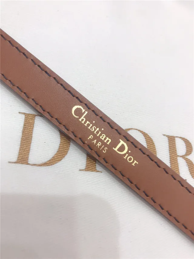 Dior J'Adior Correa de cuero negra y dorada con placa de logo estrecha 3