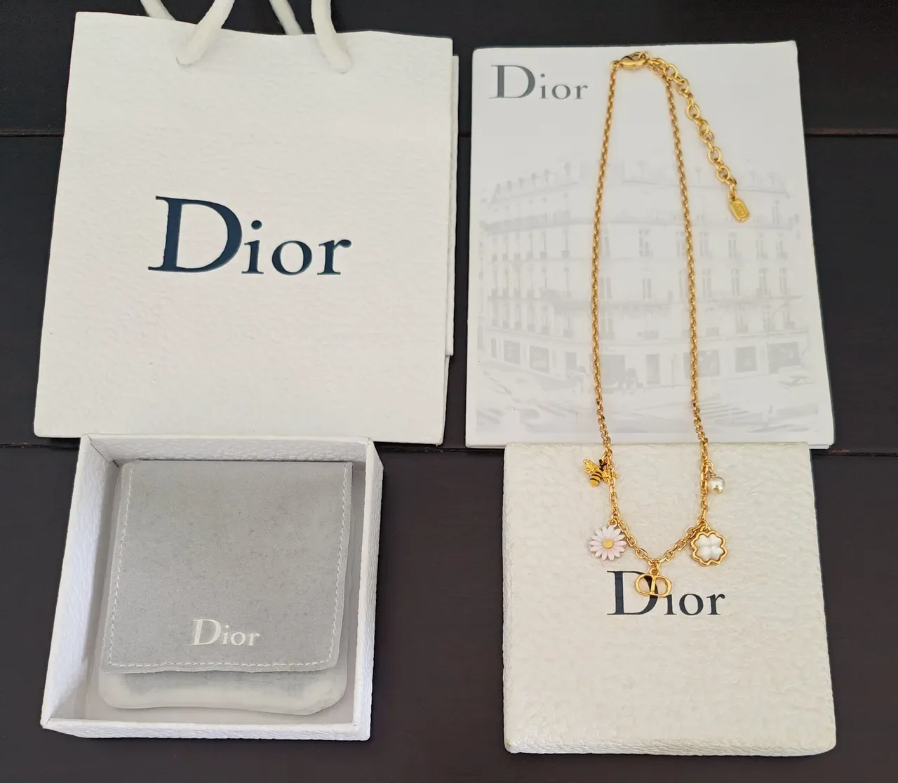 Dior La D de Charm قلادة سلاسل ذهبية وبيضاء 4