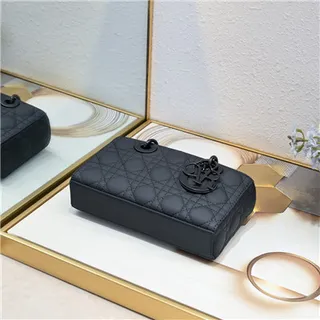 Dior Lady Black Quilted Cannage Leather Rolled Top Handle Handbag 5