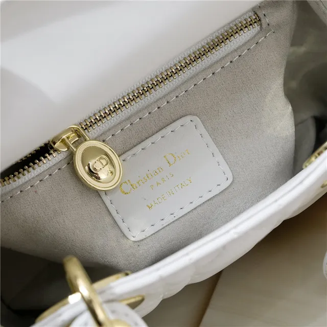 Dior Lady Black Silver Quilted Cannage Top-Handle Handbag 20