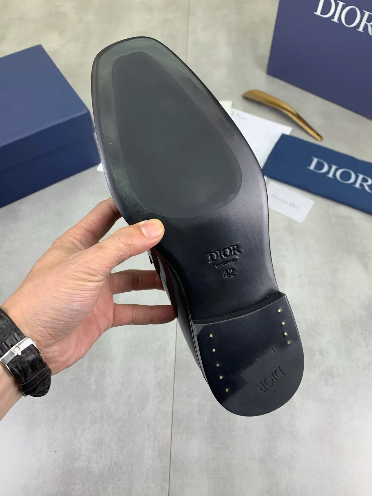 Dior Loafer Black Glossy Patent Leather Single Strap Loafer 3