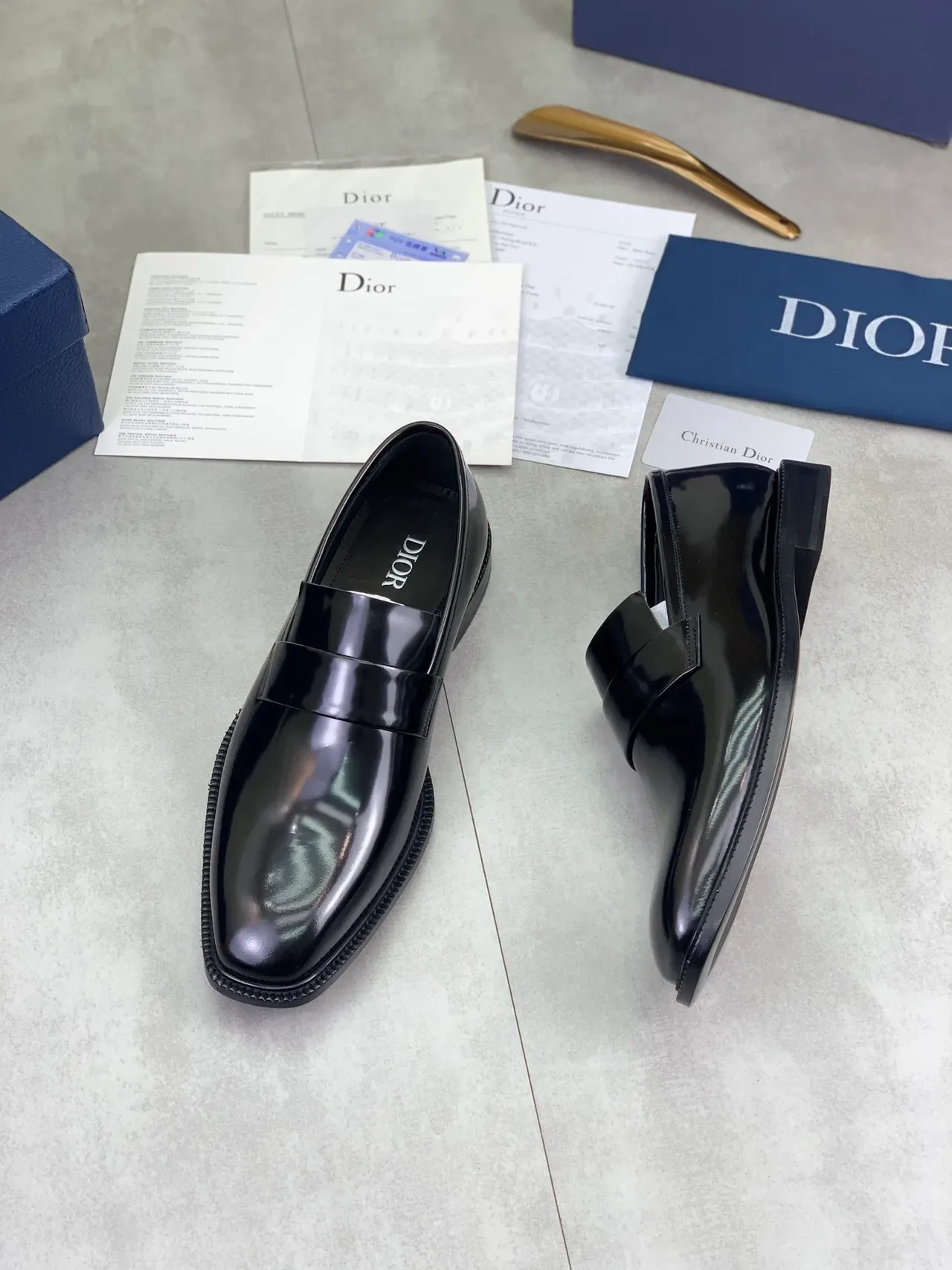 Dior Loafer Black Glossy Patent Leather Single Strap Loafer 4