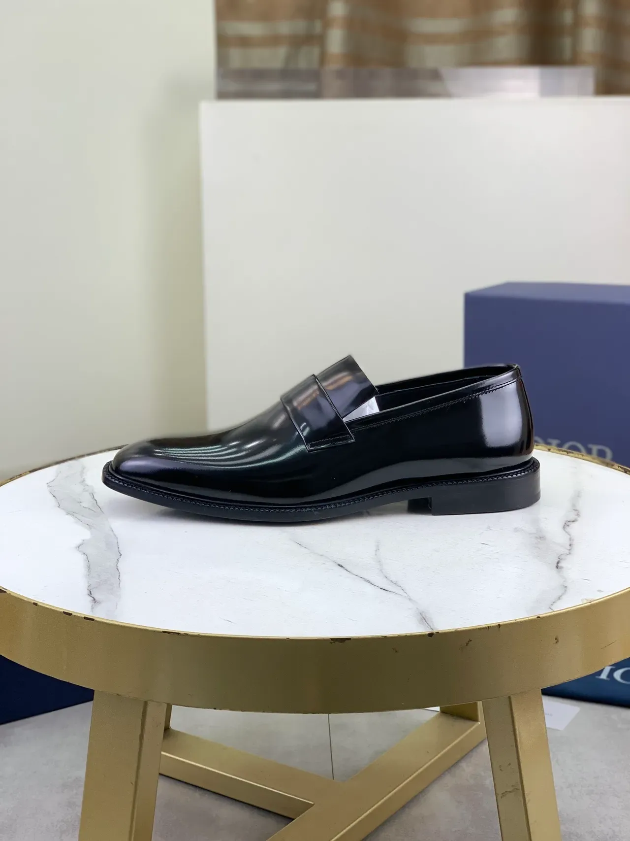 Dior Loafer Black Glossy Patent Leather Single Strap Loafer 6