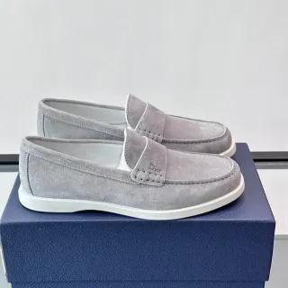 Dior Loafer Gray White Suede Upper Penny Strap Loafer
