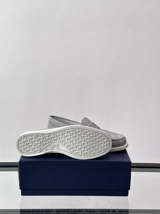 Dior Loafer Gray White Suede Upper Penny Strap Loafer 2