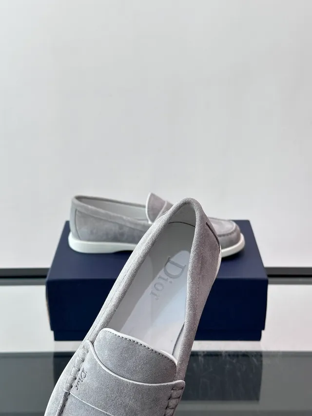 Dior Loafer Gray White Suede Upper Penny Strap Loafer 3