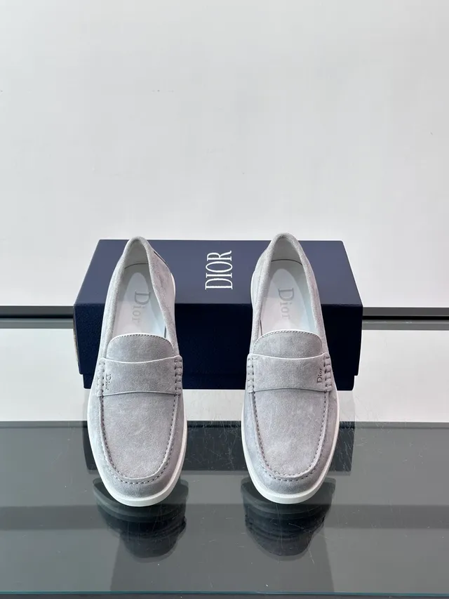 Dior Loafer Gray White Suede Upper Penny Strap Loafer 4