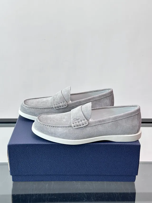 Dior Loafer Gray White Suede Upper Penny Strap Loafer 5