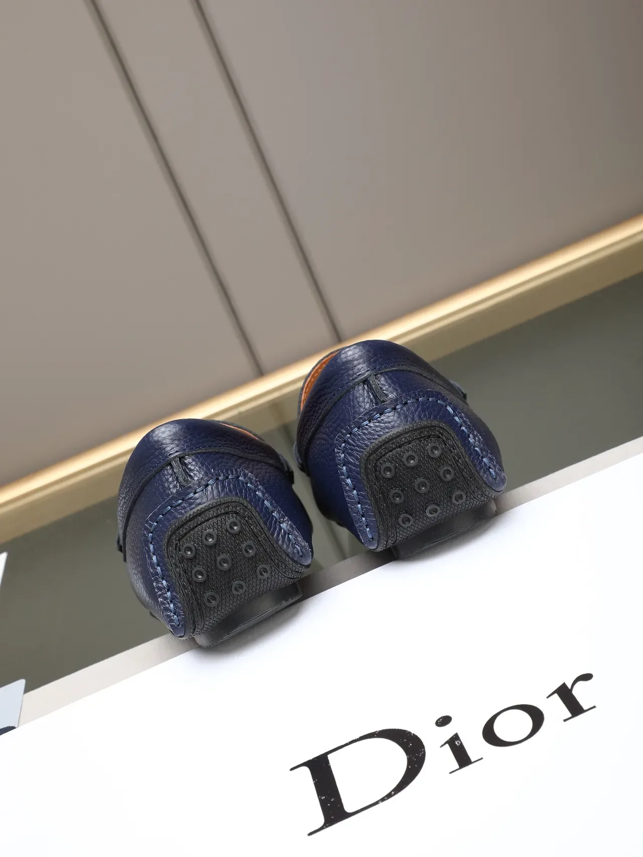 Dior Loafer Navy Pebbled Leather Penny Loafer 3