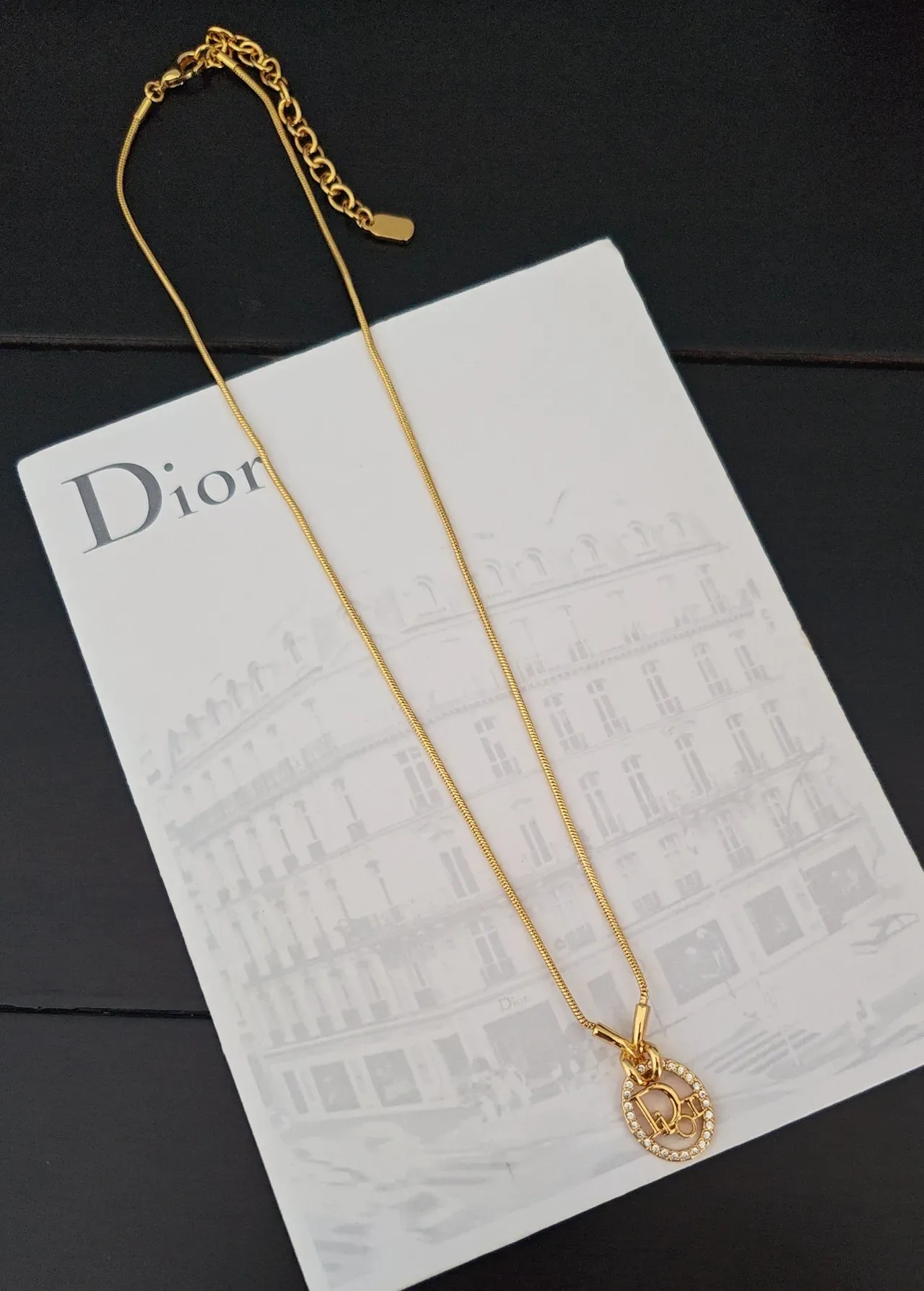 Collier Pendentif Logo Dior Chaîne de Serpent Doré 2