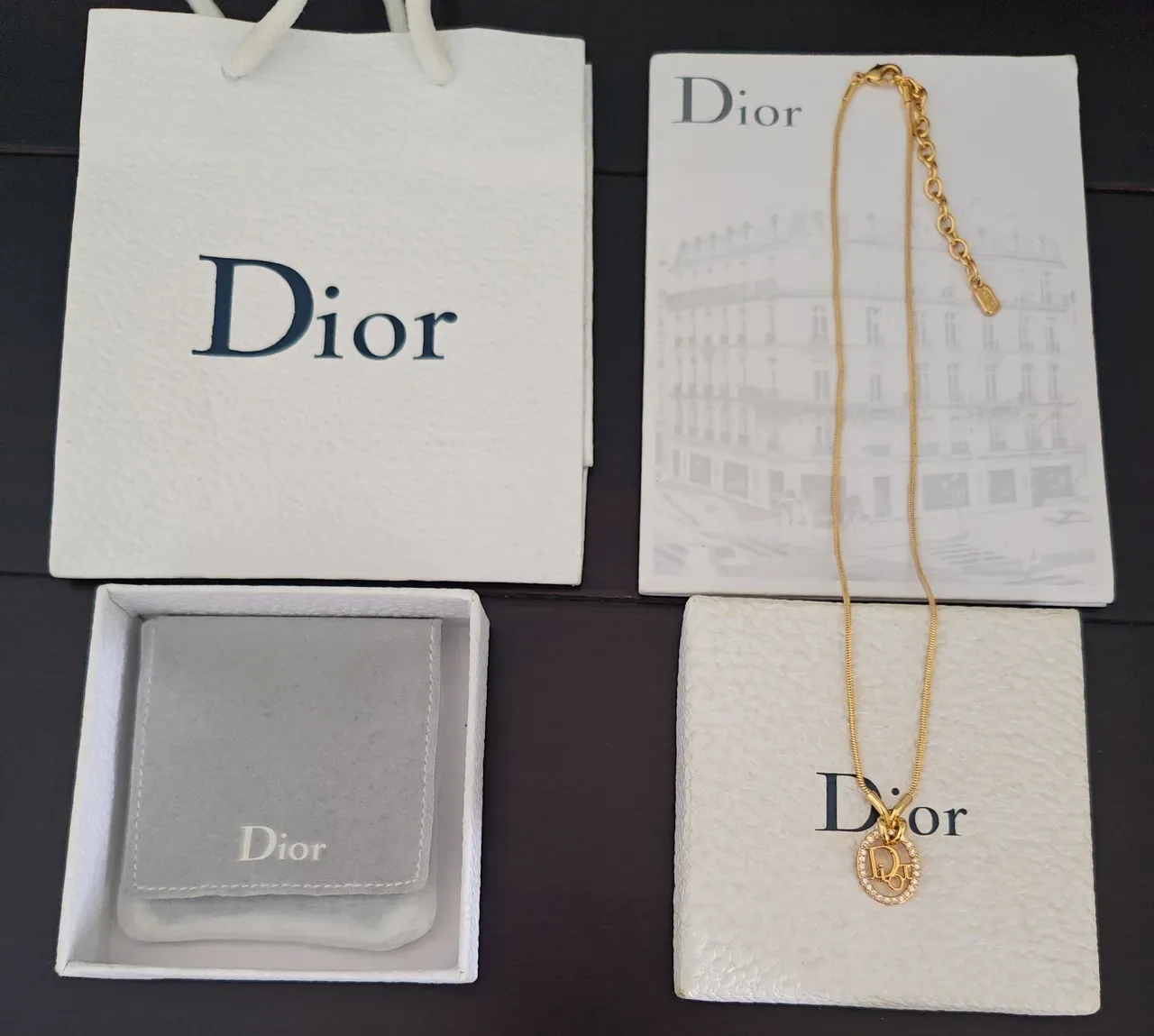 Collier Pendentif Logo Dior Chaîne de Serpent Doré 3