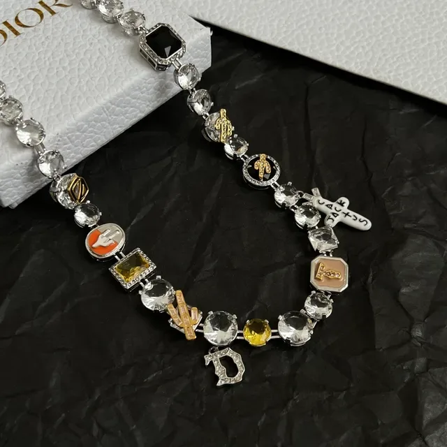 Dior Multi-Charm Crystal Enamel Necklace 3