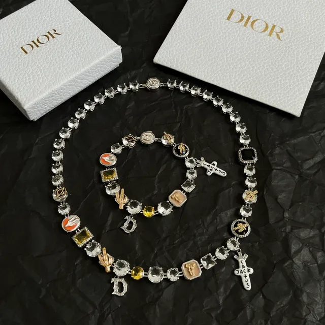 Dior Multi-Charm Crystal Enamel Necklace 5
