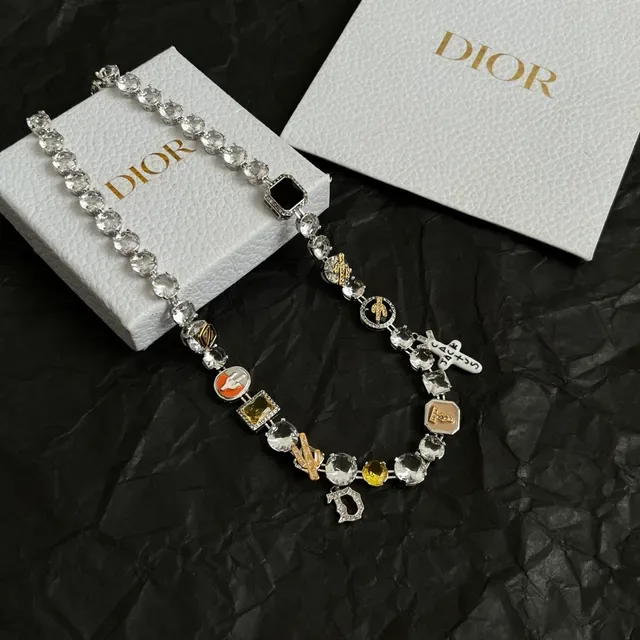 Dior Multi-Charm Crystal Enamel Necklace 6