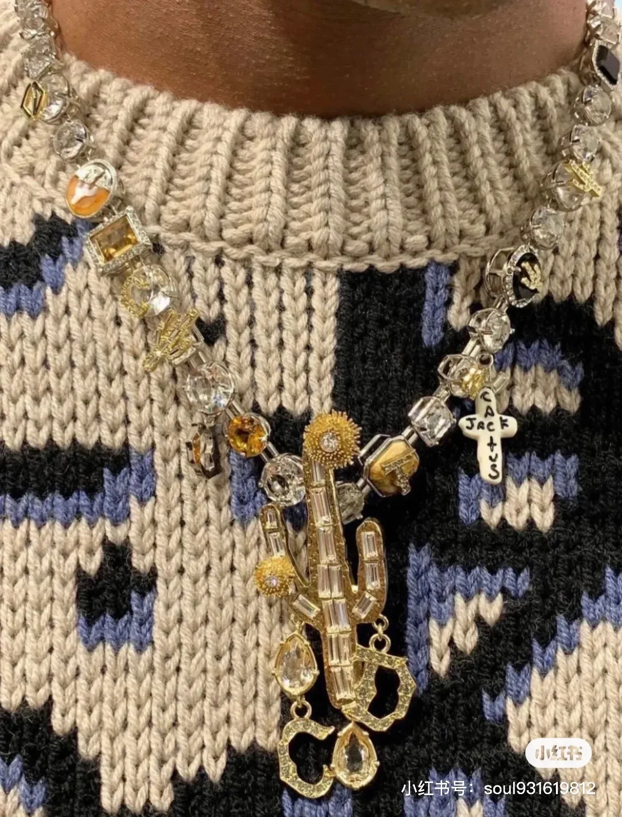 Dior Multi-Charm Crystal Enamel Necklace 7