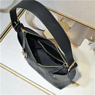 Dior Navy Beige Monogram Canvas Drawstring Closure Hobo Bag 12